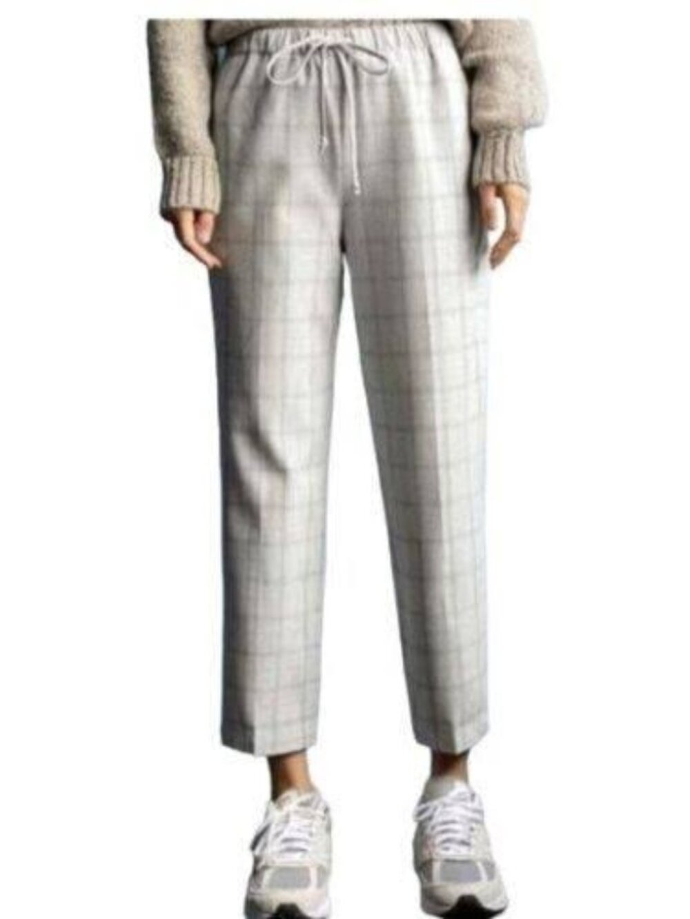 Aritzia Babaton The Jimmy Plaid Cropped Trousers Size Medium Gray